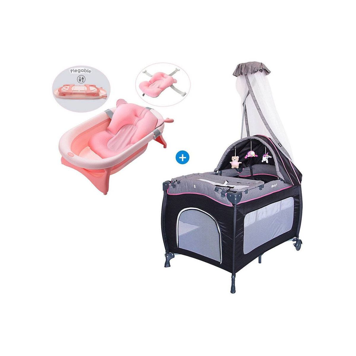 EBABY - Cuna Corral Mecedora  Tina Plegable