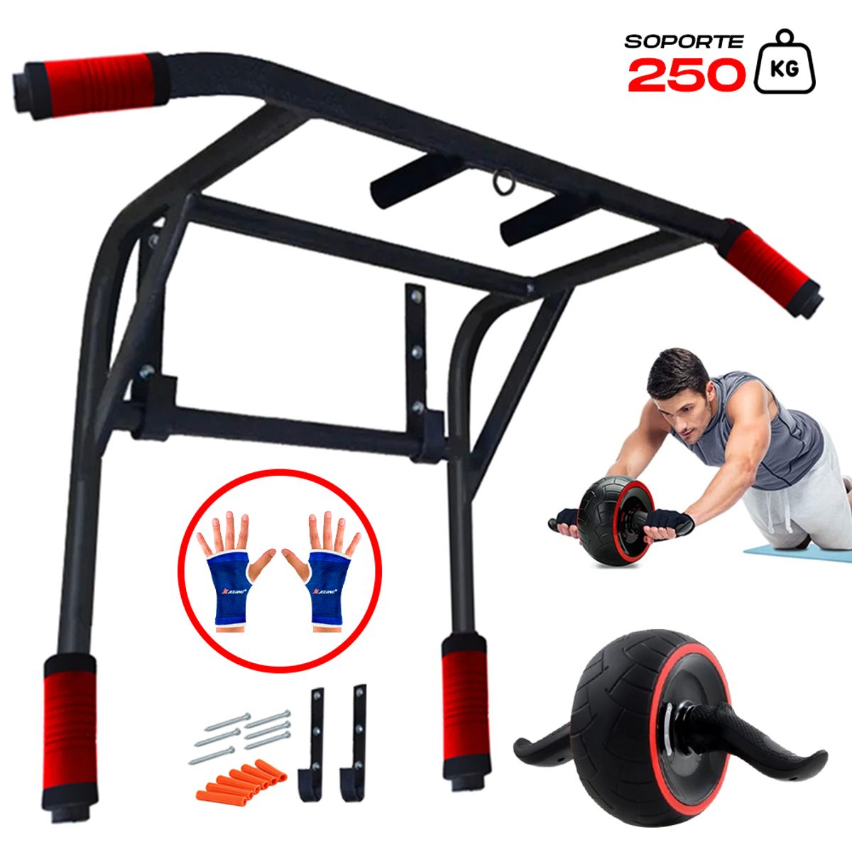 HOLGU - Barra Multifuncional 2en1 Rueda Carver Importada Guantes