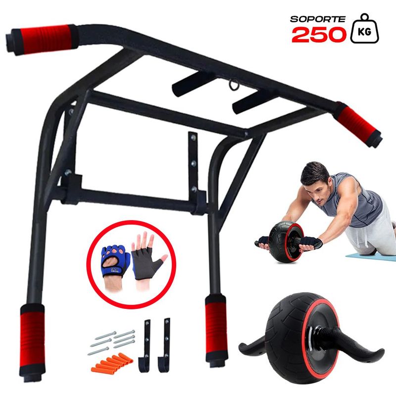 HOLGU - Barra Multifuncional 2en1 Rueda Importada Guantes