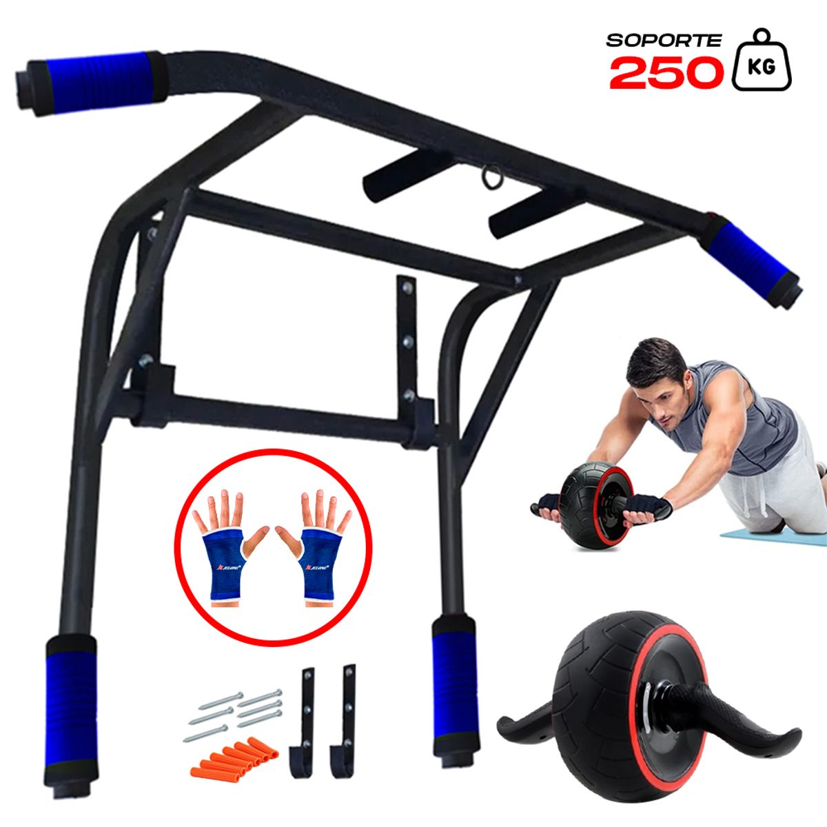 HOLGU - Barra Multifuncional 2en1 Rueda Carver Importada Guantes