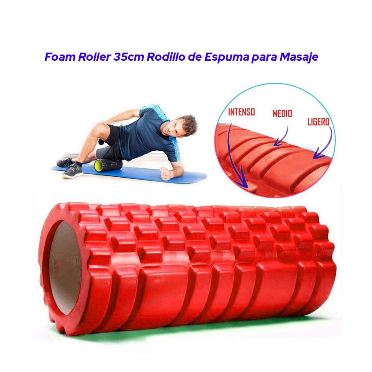 HOLGU - Foam Roller color AZUL 35cm yoga pilates