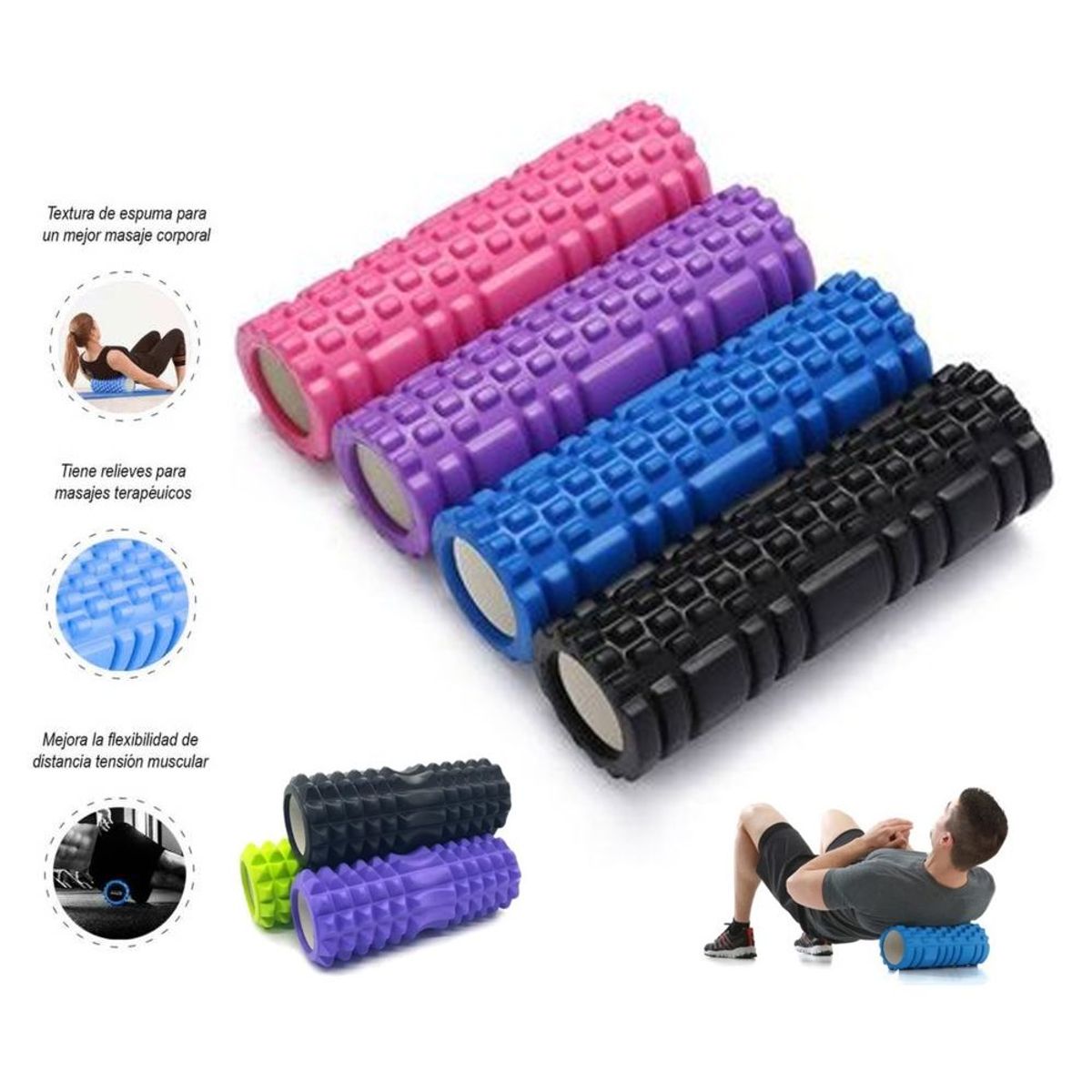 HOLGU - Foam Roller color AZUL 35cm yoga pilates