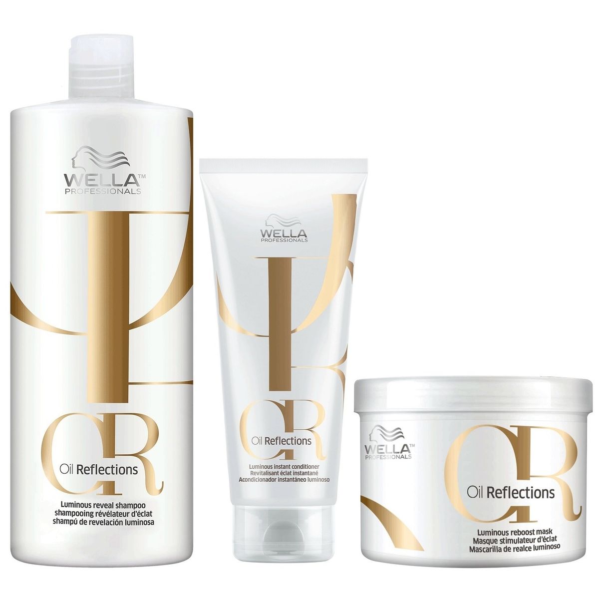 WELLA - Shampoo 1000ml + Acondicionador + Mascarilla Wella Oil Reflections