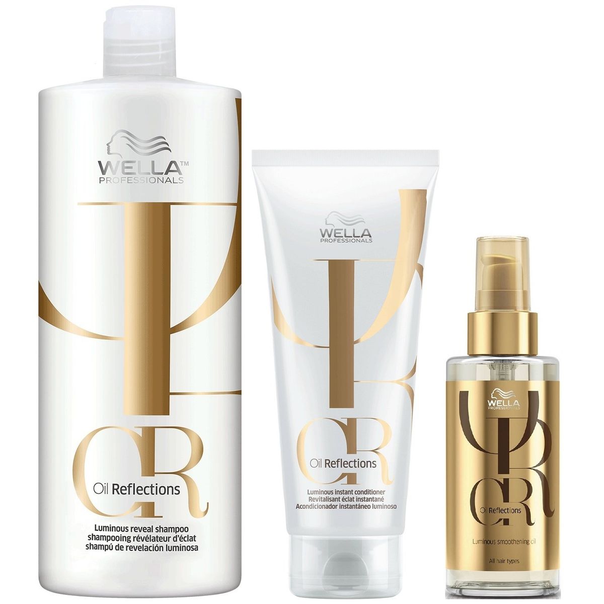 WELLA - Shampoo 1000ml + Acondicionador + Aceite Wella Oil Reflections