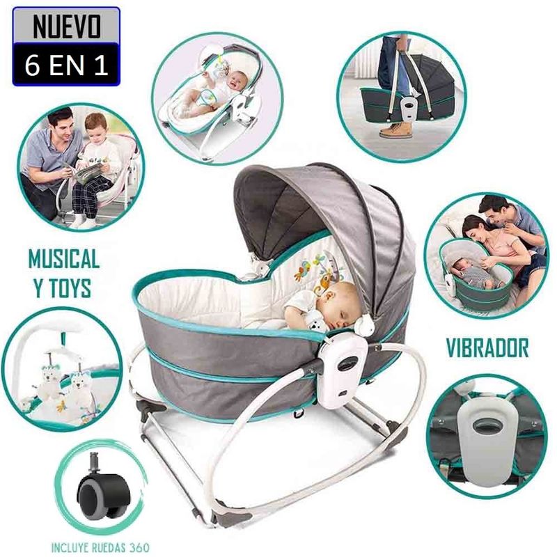 GENERICO - Silla Mecedora Moisés 6 En 1 CELESTE