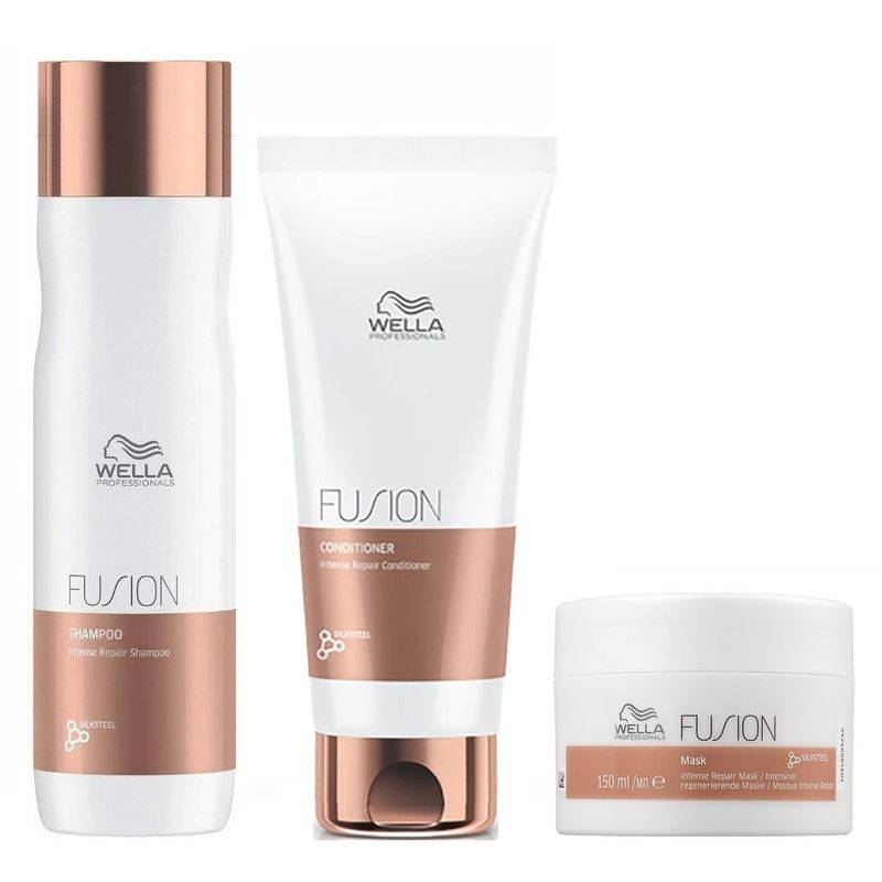 WELLA - Shampoo Reparador 250ml + Acondicionador + Mascarilla Wella Fusion
