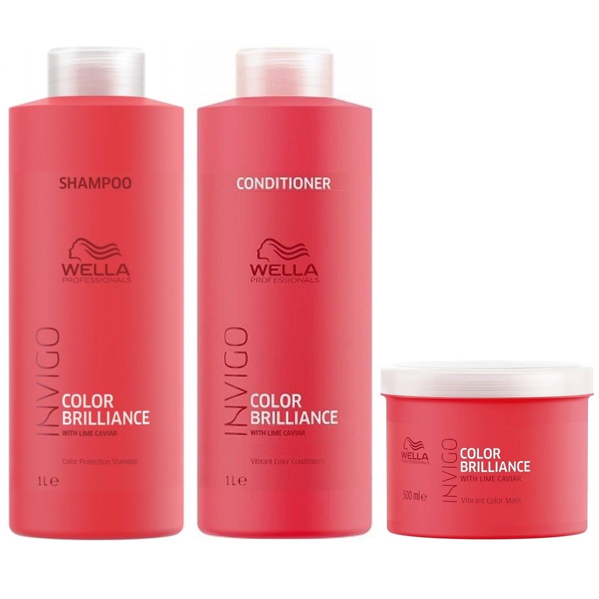 WELLA - Shampoo 1000ml + Acondicionador + Mascarilla Wella Invigo Brilliance