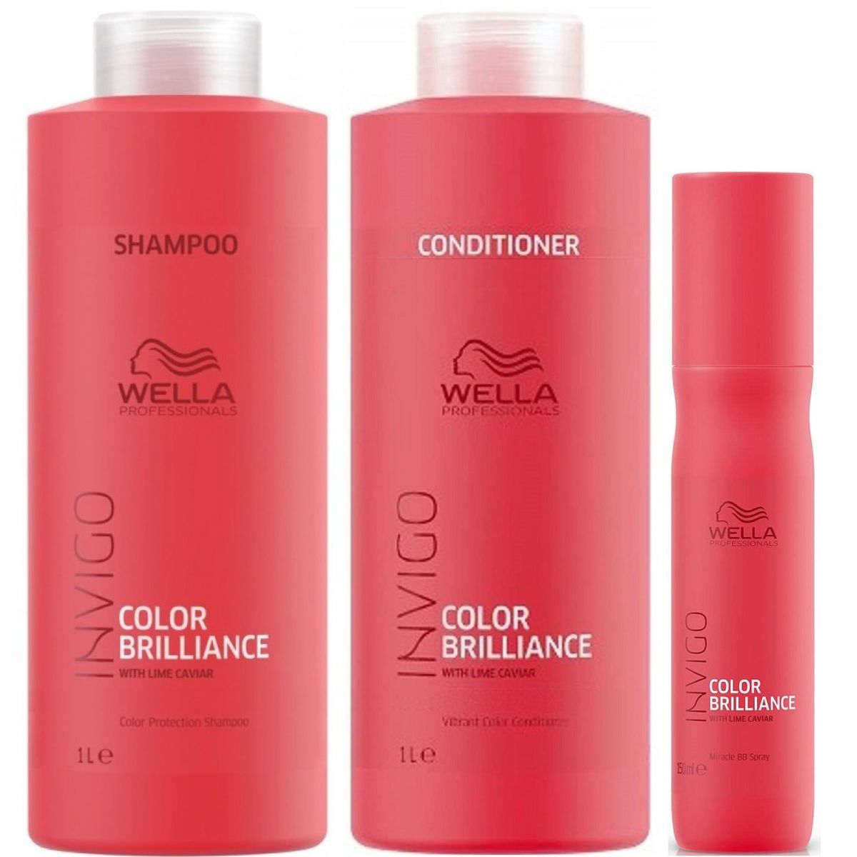 WELLA - Shampoo 1000ml + Acondicionador + Spray Wella Invigo Brilliance