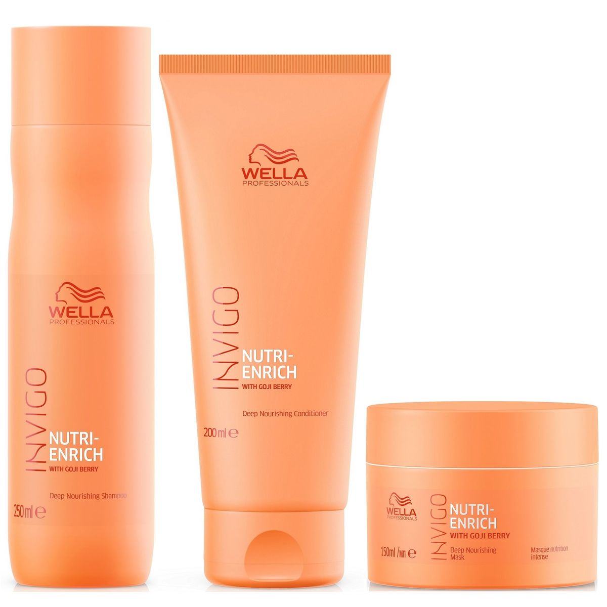 WELLA - Shampoo 250ml + Acondicionador + Mascarilla Wella Invigo Nutri Enrich