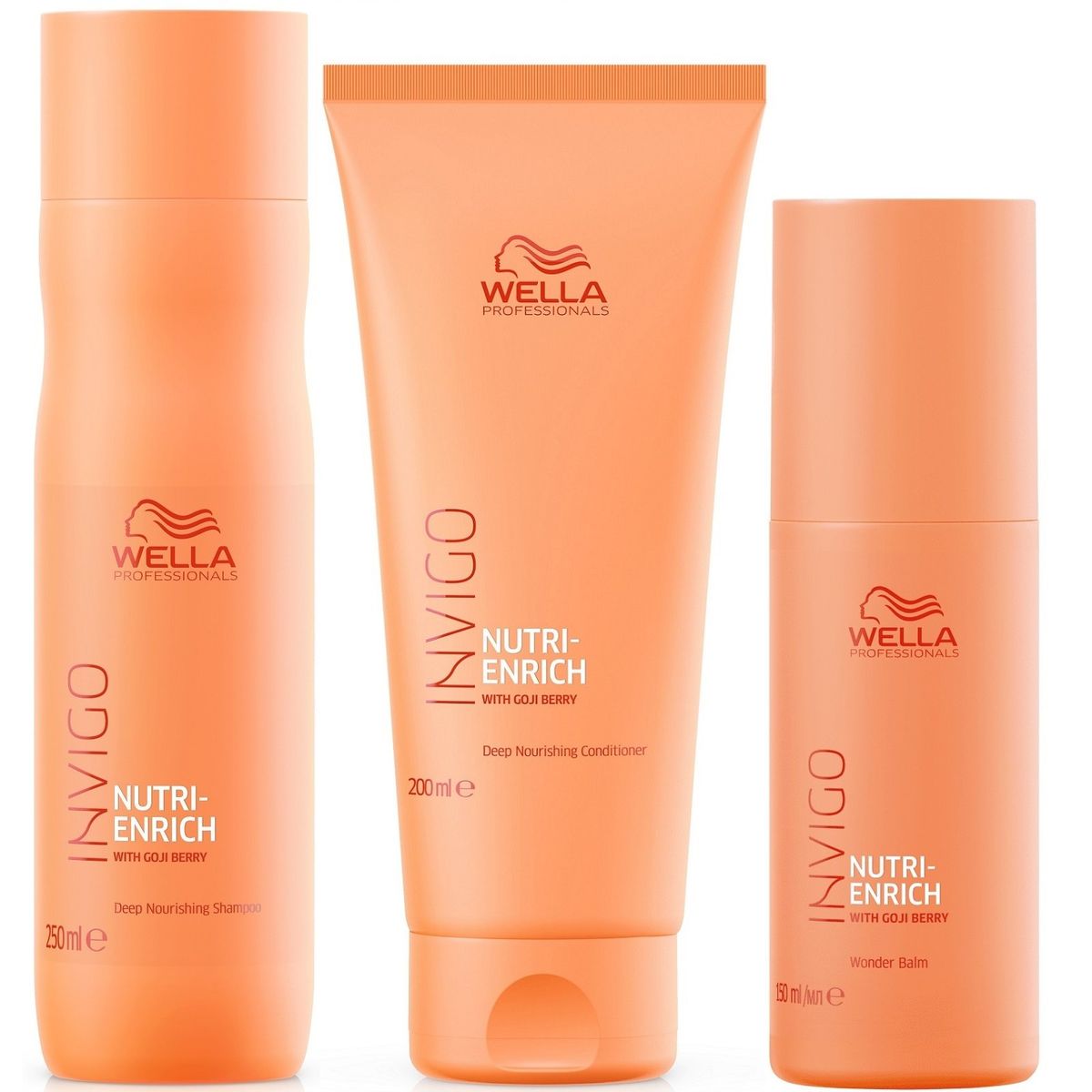 WELLA - Shampoo 250ml + Acondicionador + Bálsamo Wella Invigo Nutri Enrich