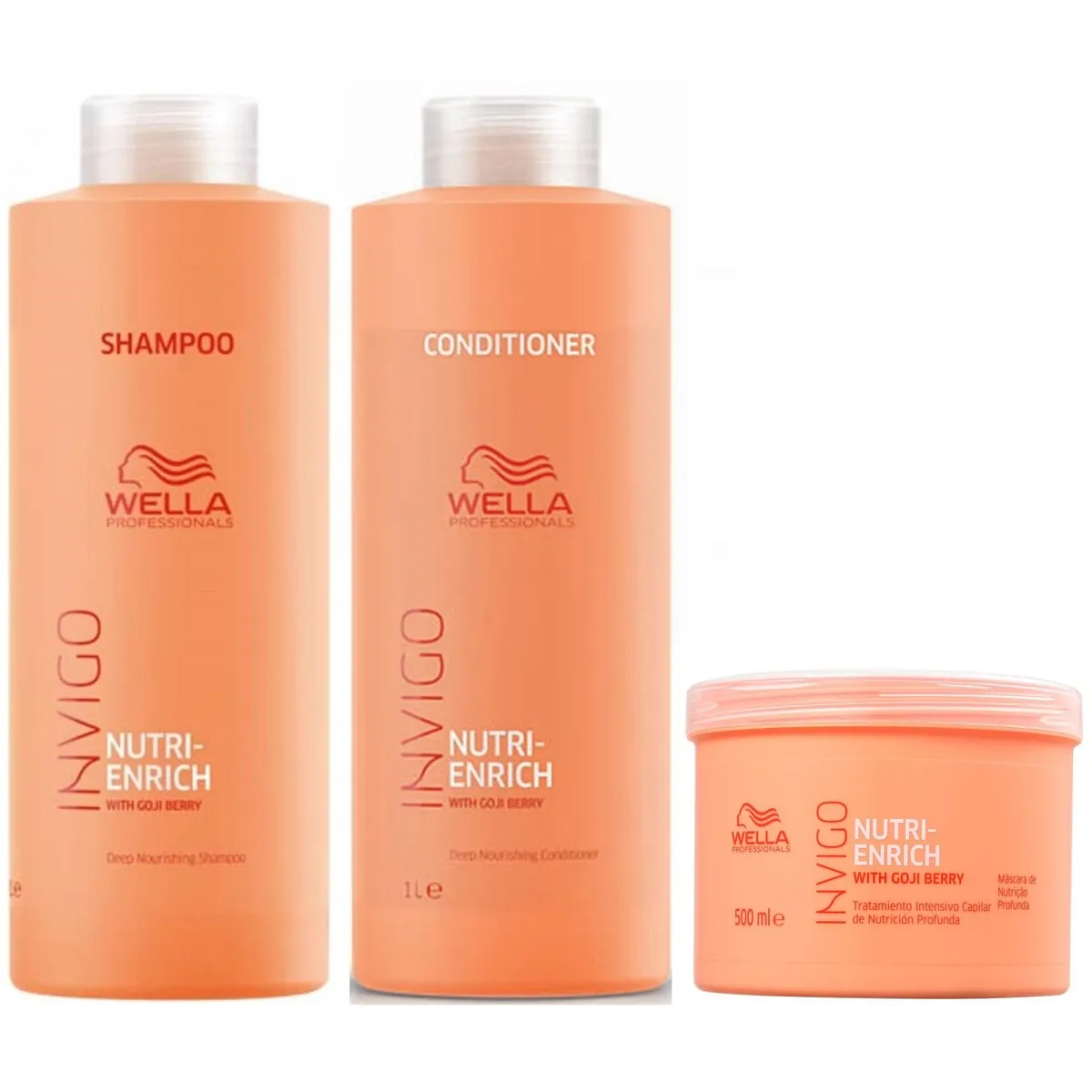 WELLA - Shampoo 1000ml + Acondicionador + Mascarilla Wella Invigo Nutri Enrich