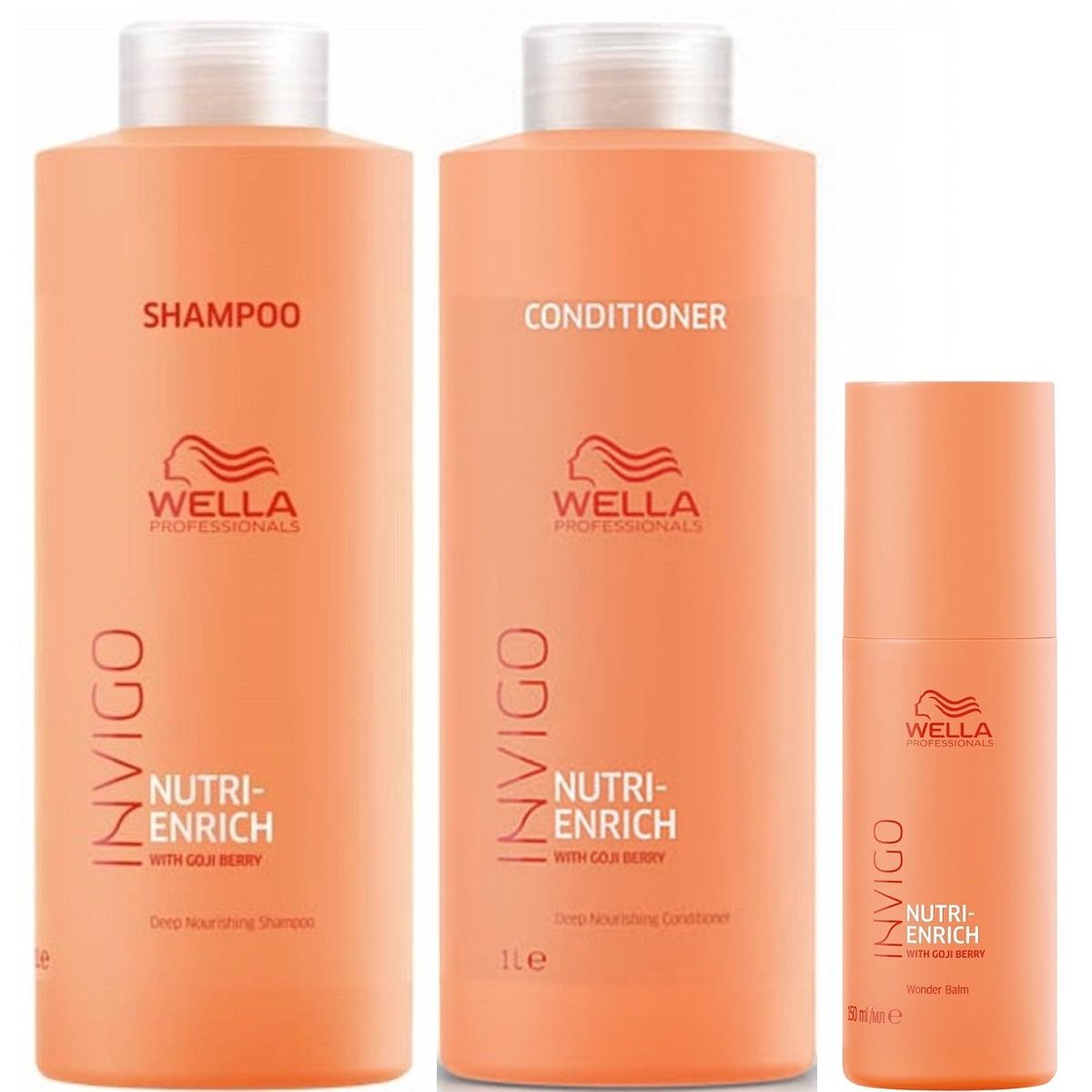 WELLA - Shampoo 1000ml + Acondicionador + Bálsamo Wella Invigo Nutri Enrich