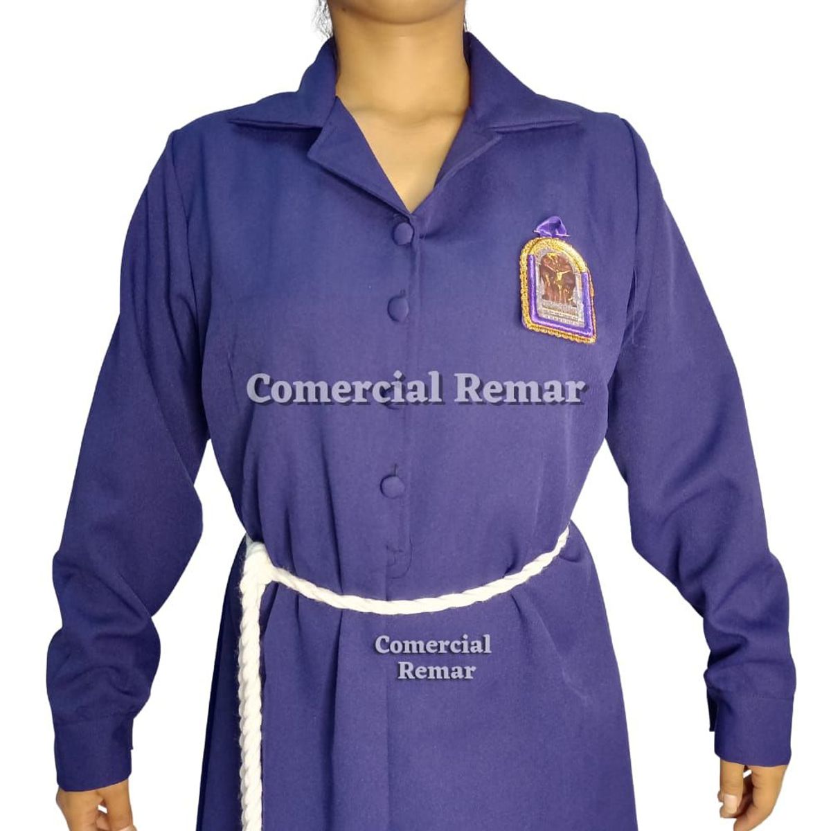 GENERICO - Hábito Morado del Señor de los Milagros para Dama Cuello Botones
