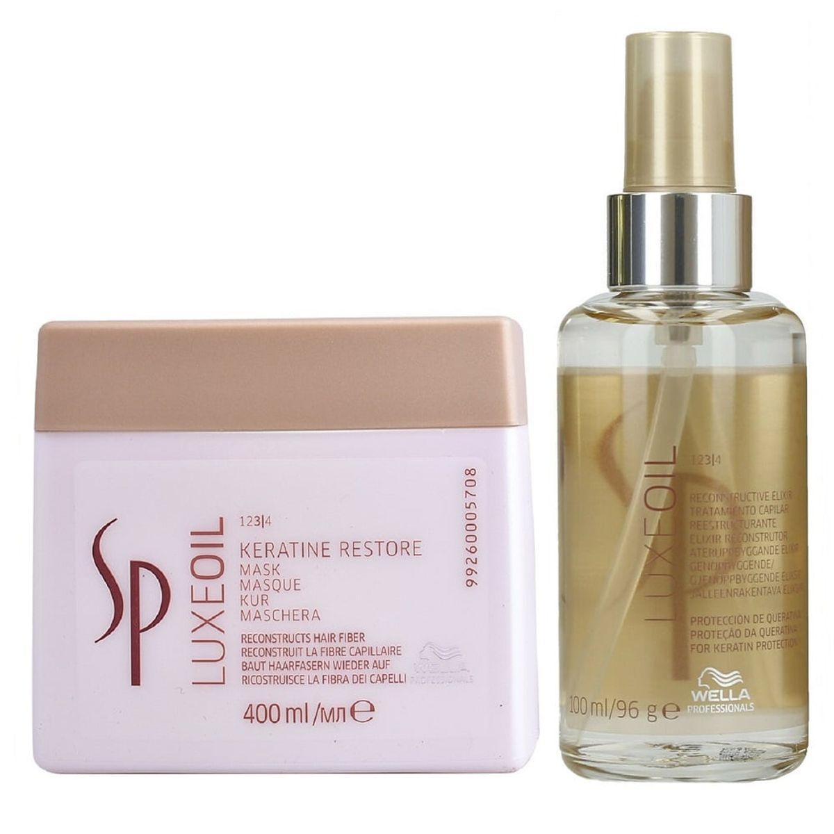 WELLA - Mascarilla con Aceite Argán 400ml + Elixir Wella Luxe Oil Keratin