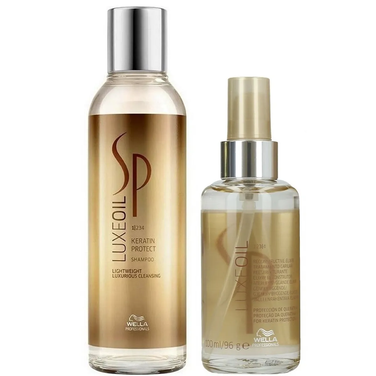 WELLA - Shampoo con Aceite de Argán 200ml + Elixir Wella Luxe Oil Keratin
