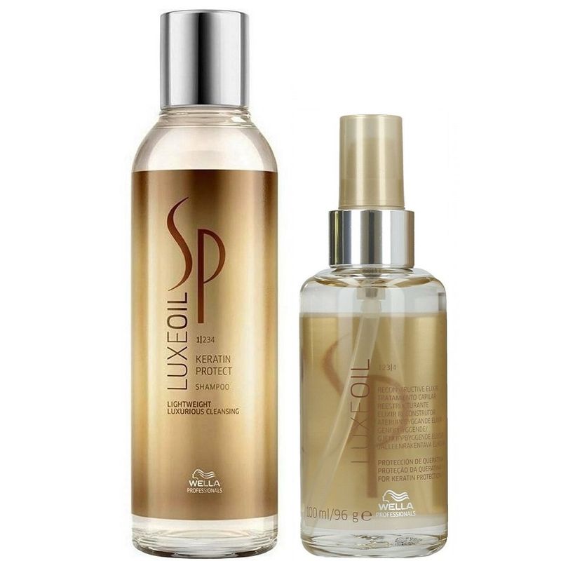WELLA - Shampoo con Aceite de Argán 200ml + Elixir Wella Luxe Oil Keratin
