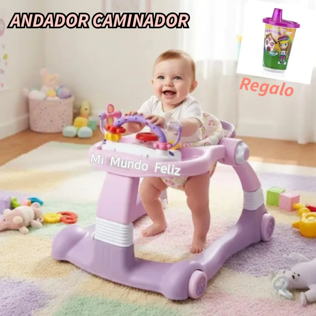 BABY - Andador para bebe con Caminador Musical Lila Pastel