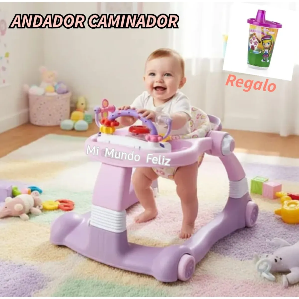 BABY - Andador para bebe con Caminador Musical Lila Pastel
