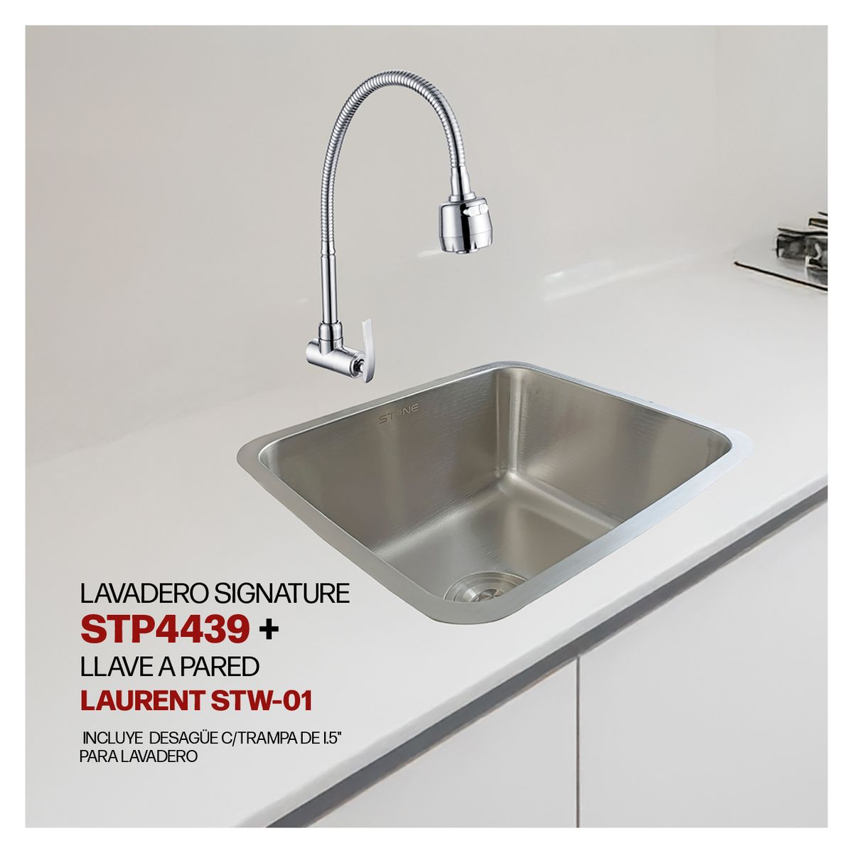 STONE - COMBO DE LAVADERO DACERO STP4439 + LAURENT A LA PARED STW-01 STONE