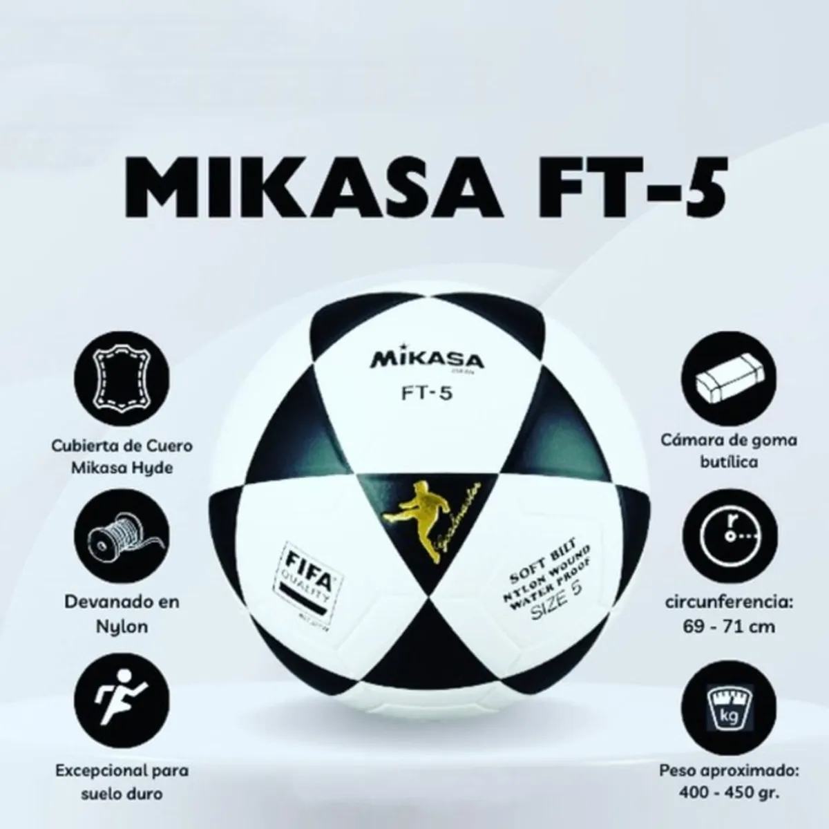 MIKASA - Pelota de Fútbol Profesional Mikasa FT-5