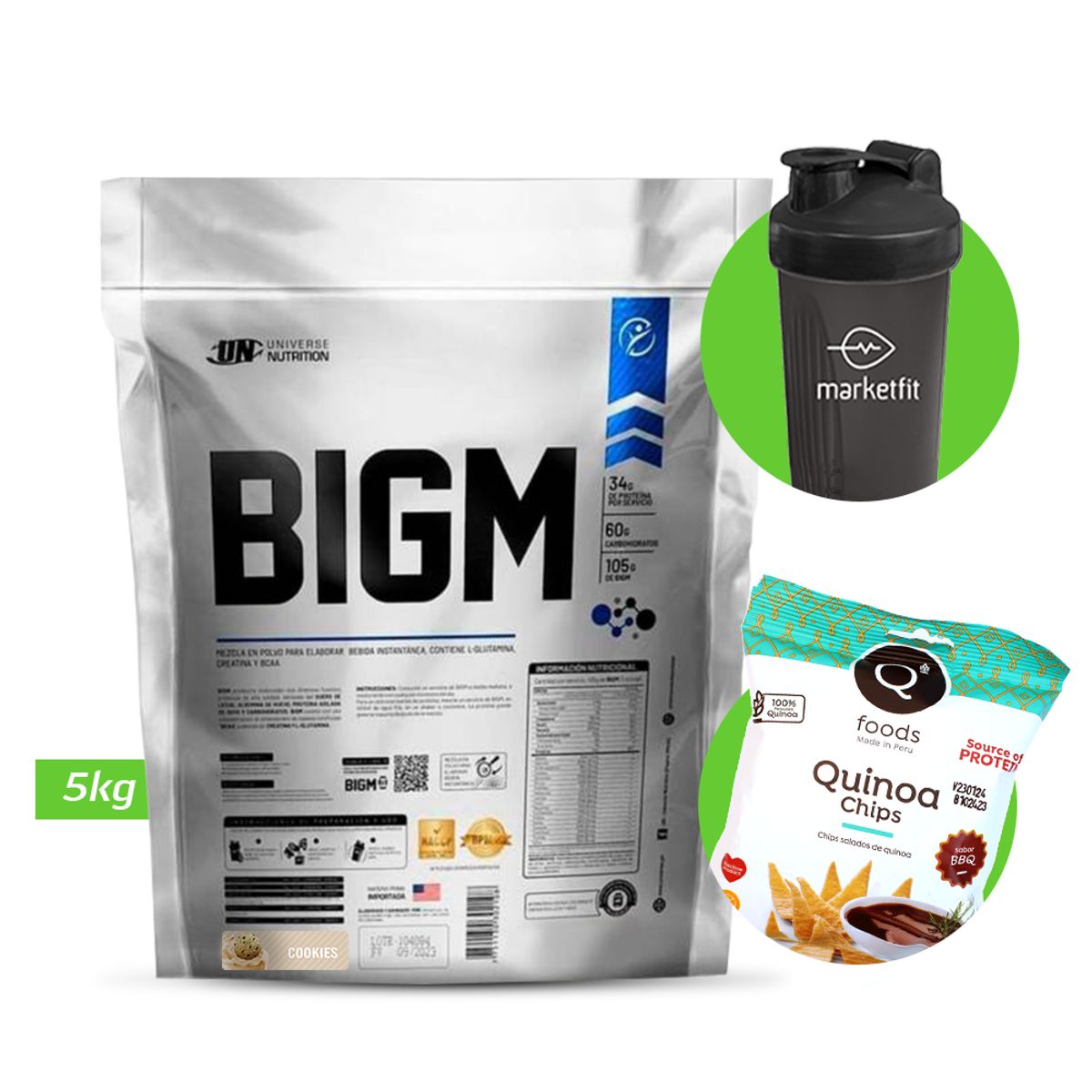 UNIVERSE NUTRITION - BIGM 5KG PROTEÍNA PARA GANAR MASA MUSCULAR COOKIES UN + REGALO