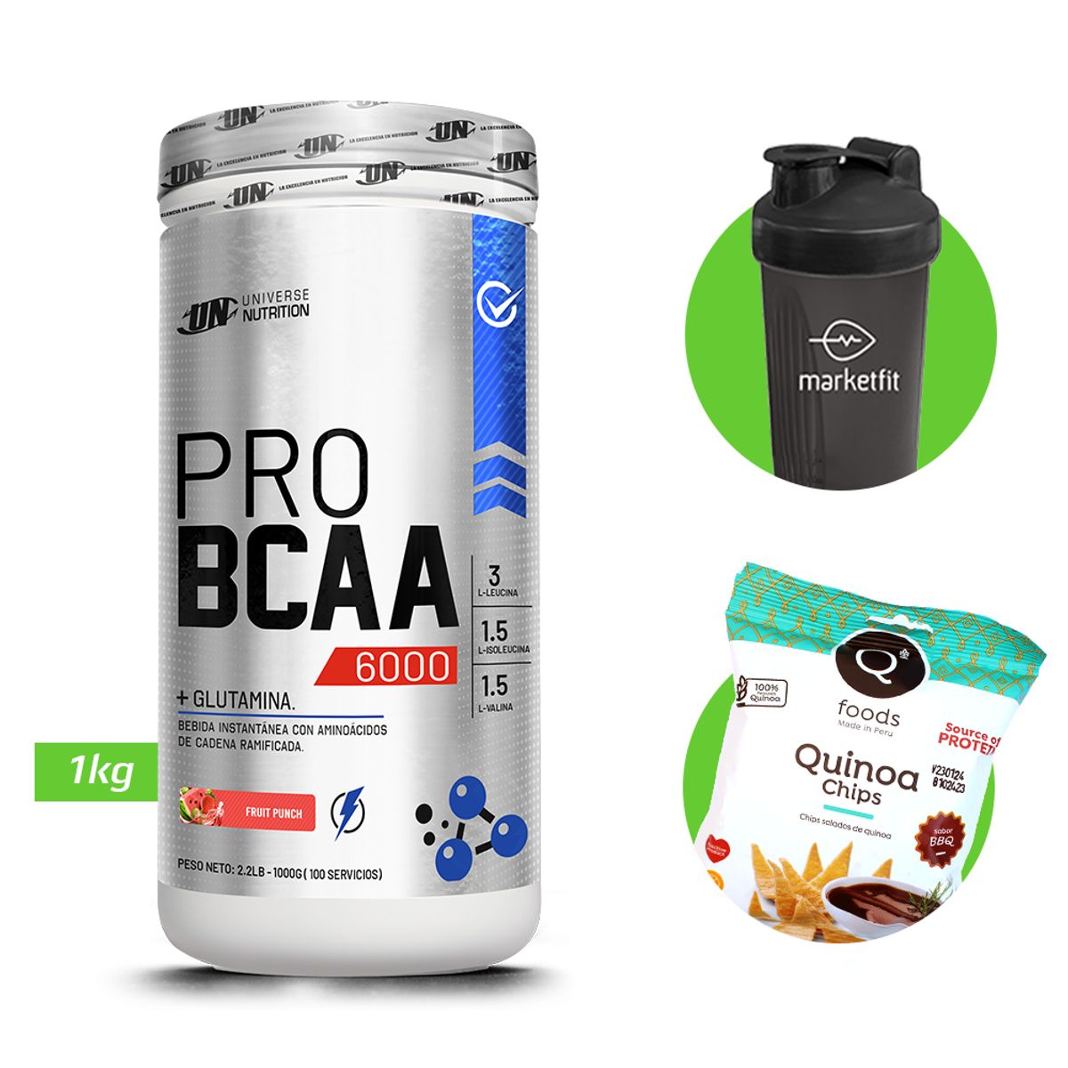 UNIVERSE NUTRITION - Pro Bcaa 1kg Aminoácidos UN Fruit Punch + Regalos