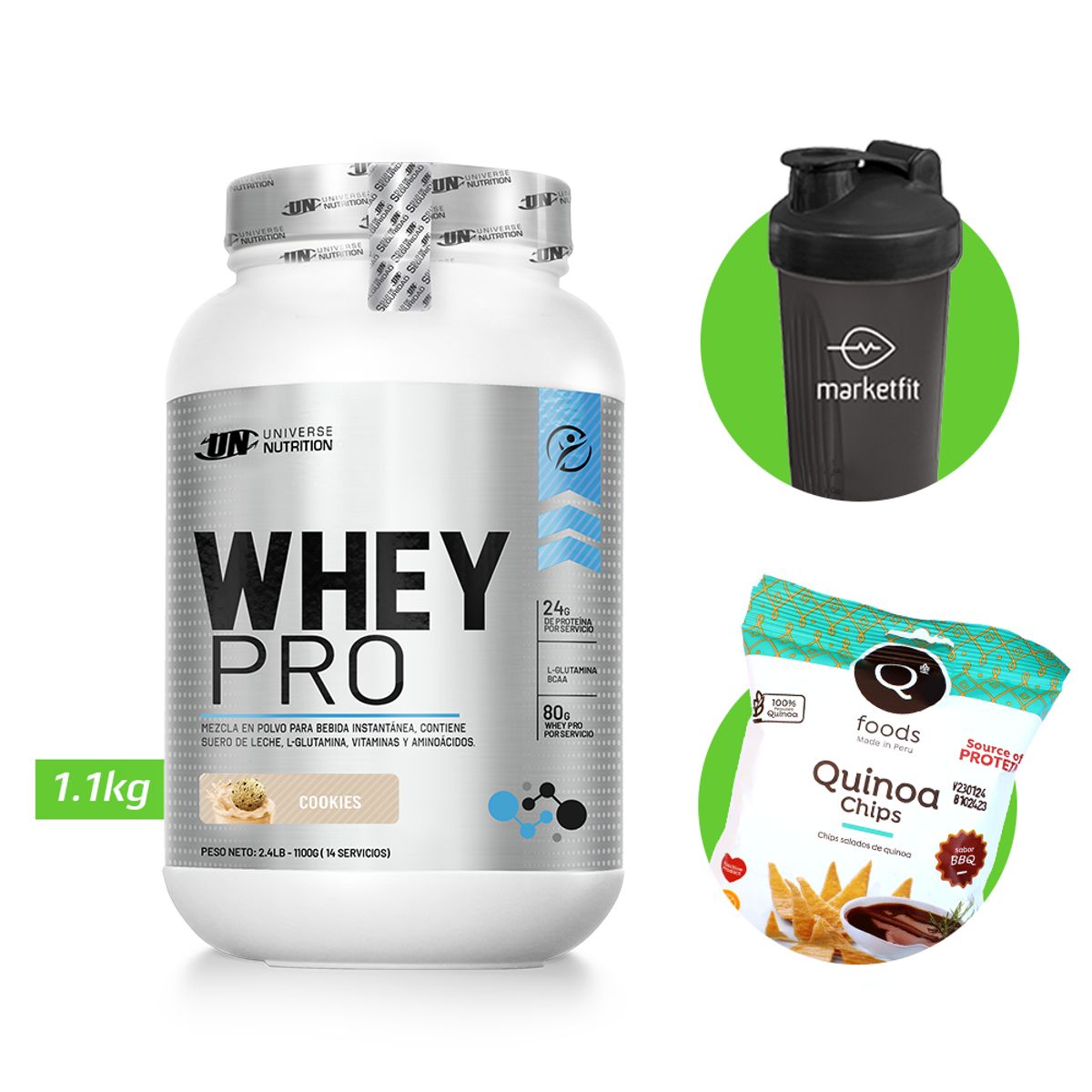 UNIVERSE NUTRITION - WHEY PRO 1.1 KG PROTEÍNA UN COOKIES+ REGALOS