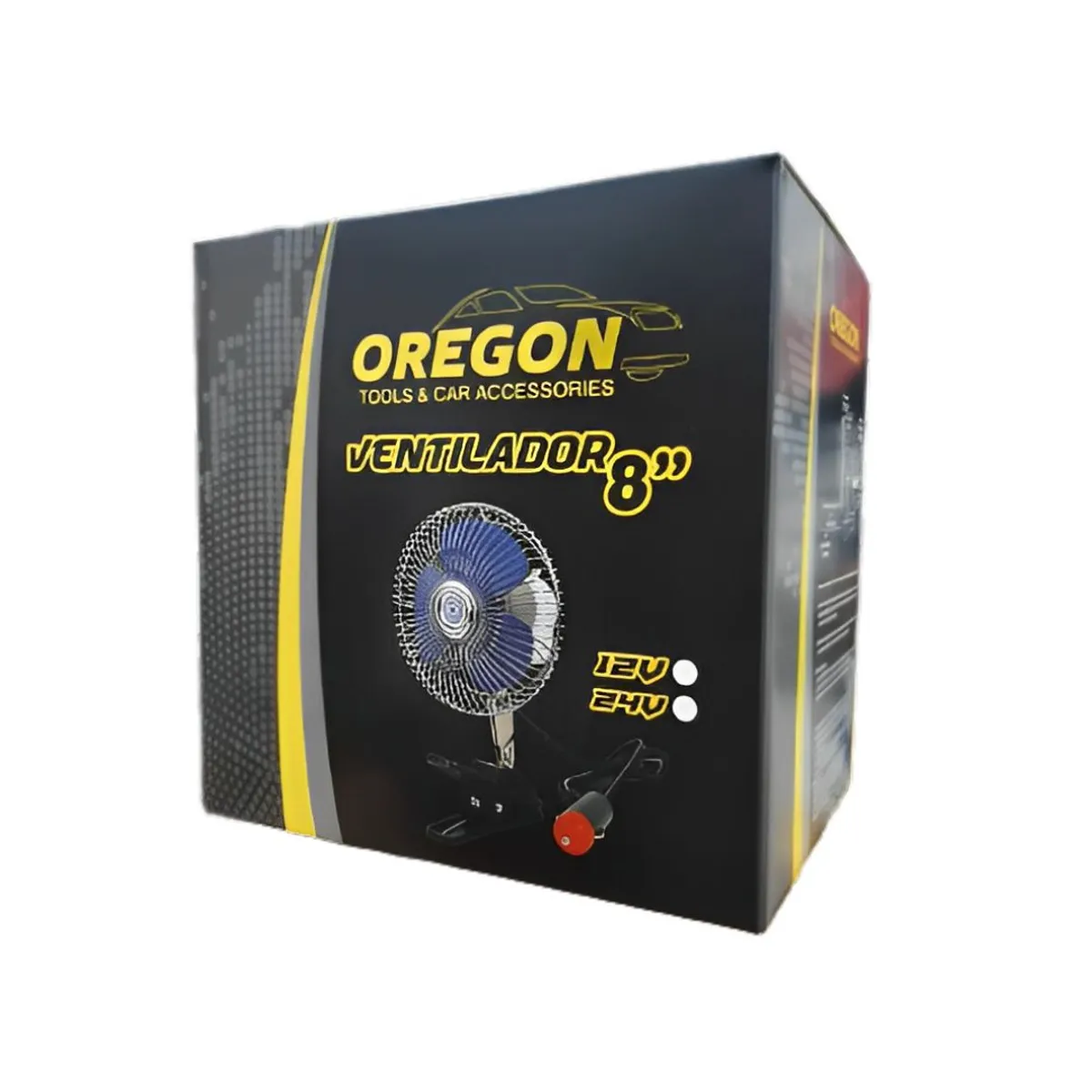 OREGON - Ventilador Giratorio Auto 8 PuLG 12v Gancho Cigarrera
