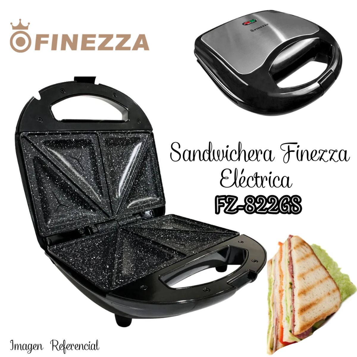 FINEZZA - Sandwichera Finezza Antiadherente FZ-822GS