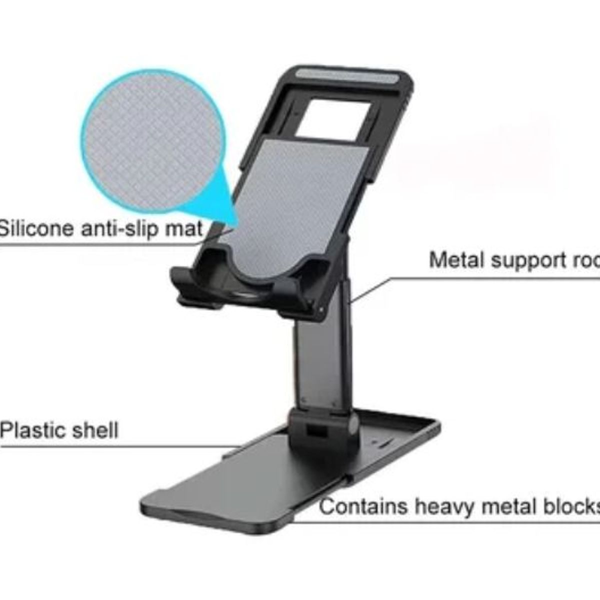 GENERICO - Soporte Base Plegable de Escritorio para Celular Tablet TNegro