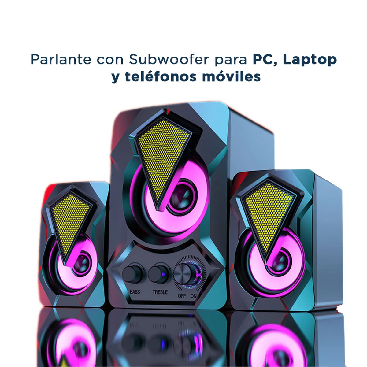 GENERICO - Parlantes con Subwoofer Gamer RGB 11W para PC Laptop y Teléfonos
