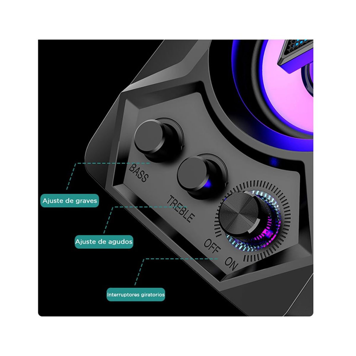 GENERICO - Parlantes Gamer con Luces RGB con Subwoofer para PC Laptop y Teléfonos