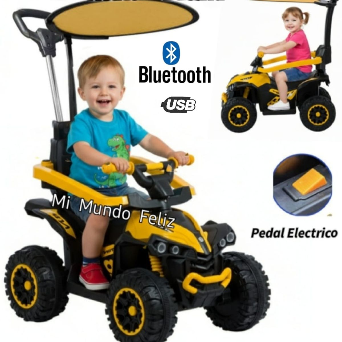 BABY - Corrpasillo Carrito Para niños multifuncional Cuatrimoto Push Electrico