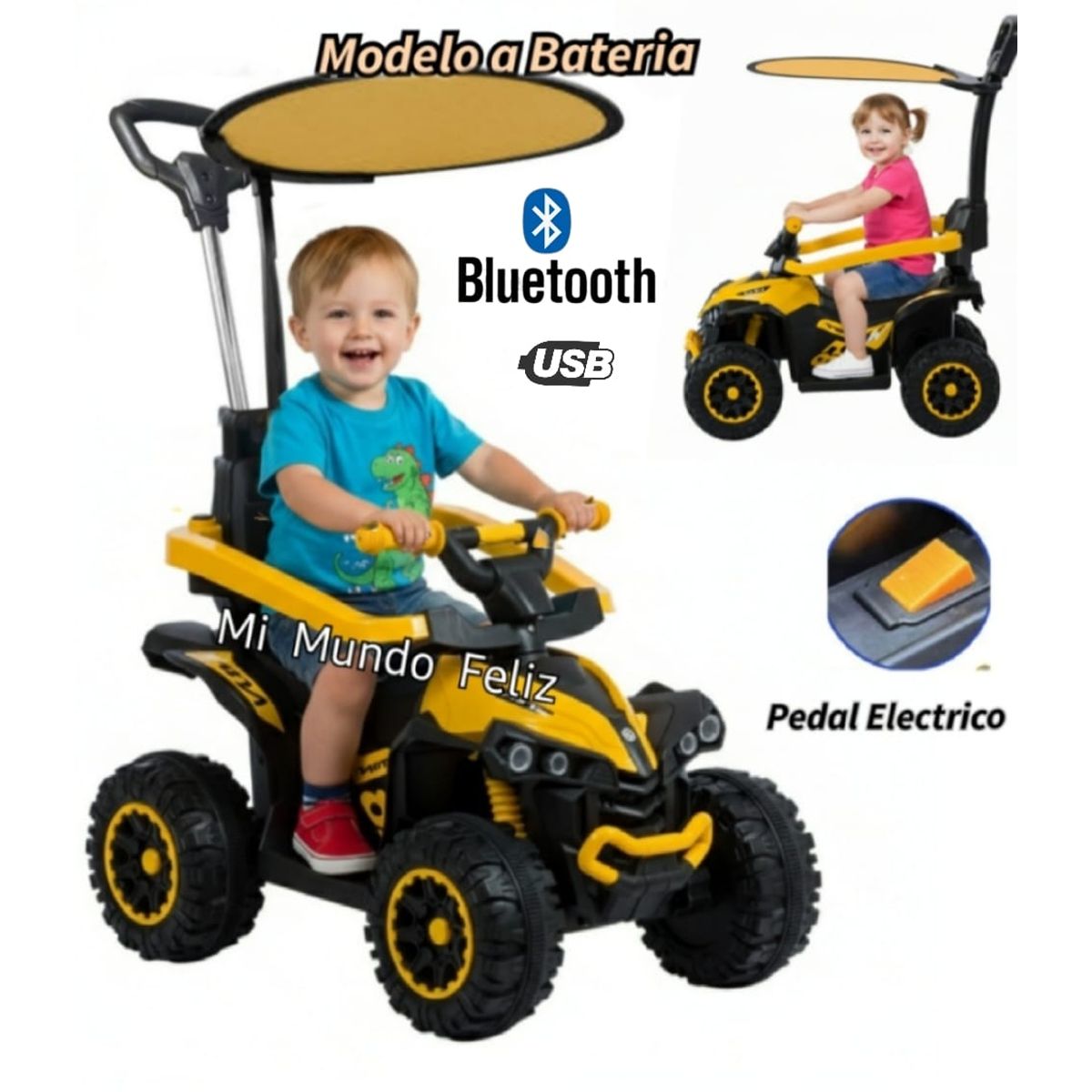BABY - Corrpasillo Carrito Para niños multifuncional Cuatrimoto Push Electrico