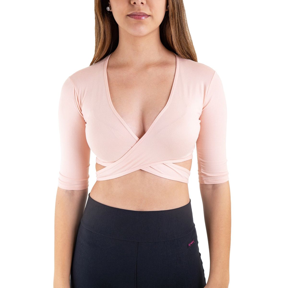 KINETIX - Top Envolvente Kinetix Anagrama Escote V Mujer Nude