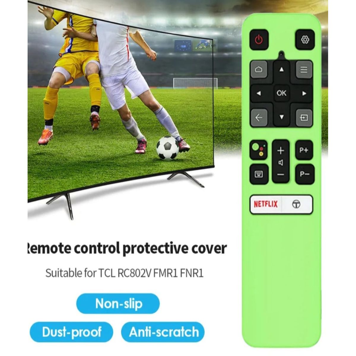 SIKAI - Funda Para control Remoto Tcl por voz RC802V Verde