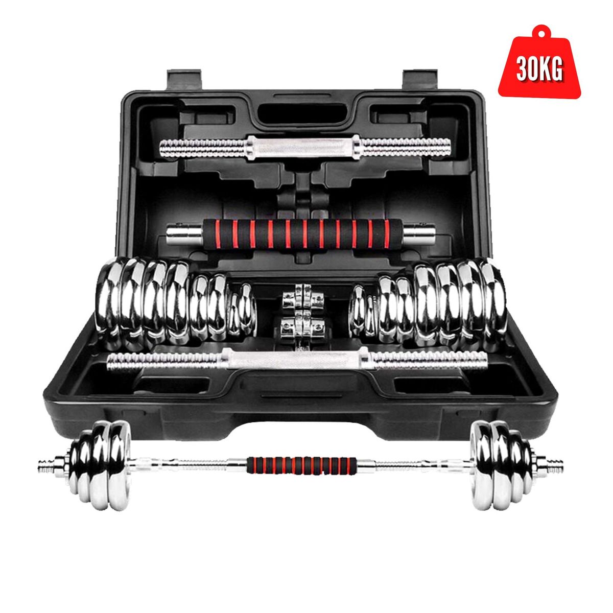 XTREME SPORT - Mancuernas Pesas de 30kg  Barra adaptadora