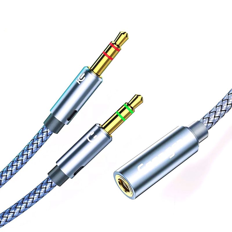 ESSAGER - Cable Splitter Audífonos Micrófono Macho a 3.5 mm Hembra 25cm Essager