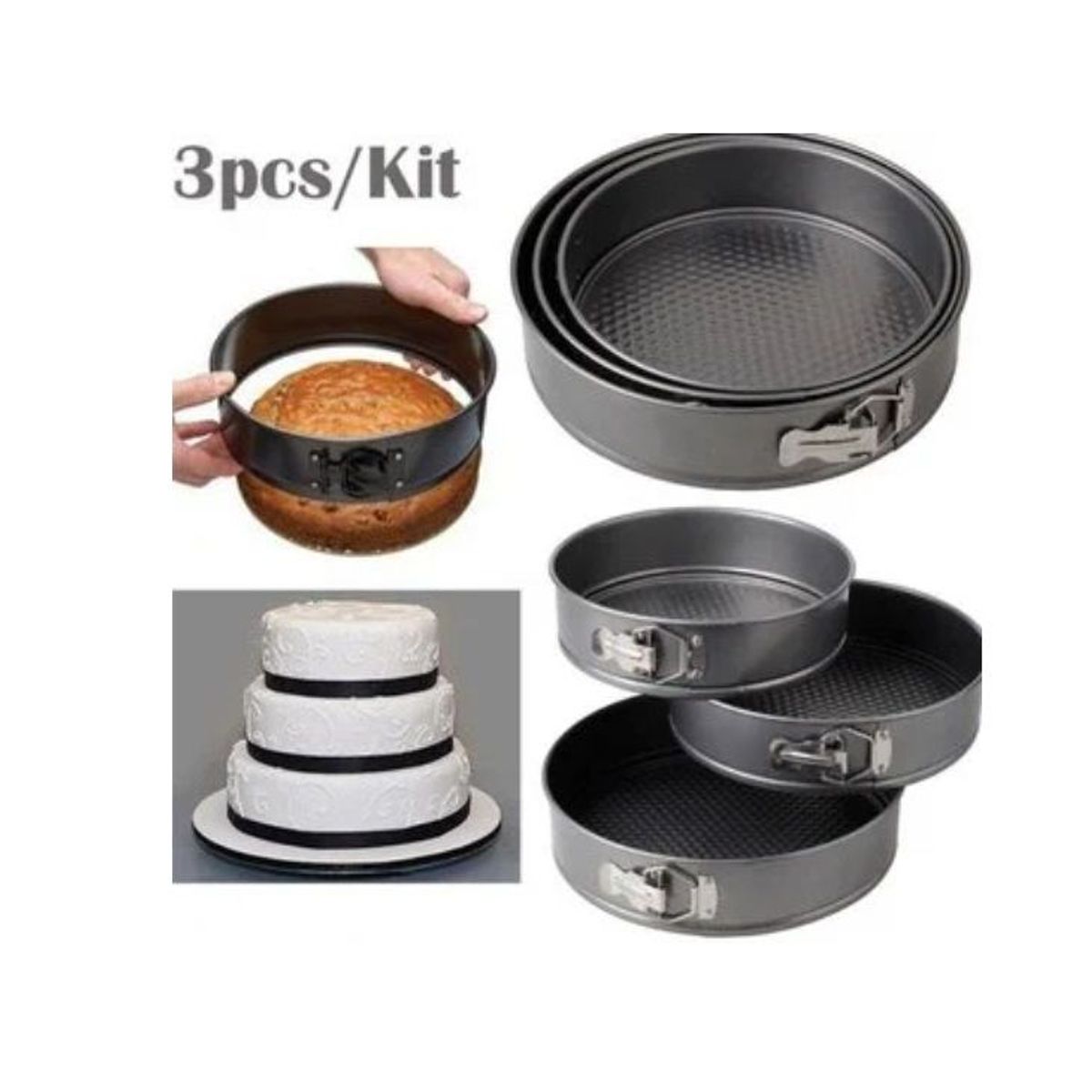 OEM - Set de 3 moldes de repostería moldes para keke antiadherente de 3 pcs