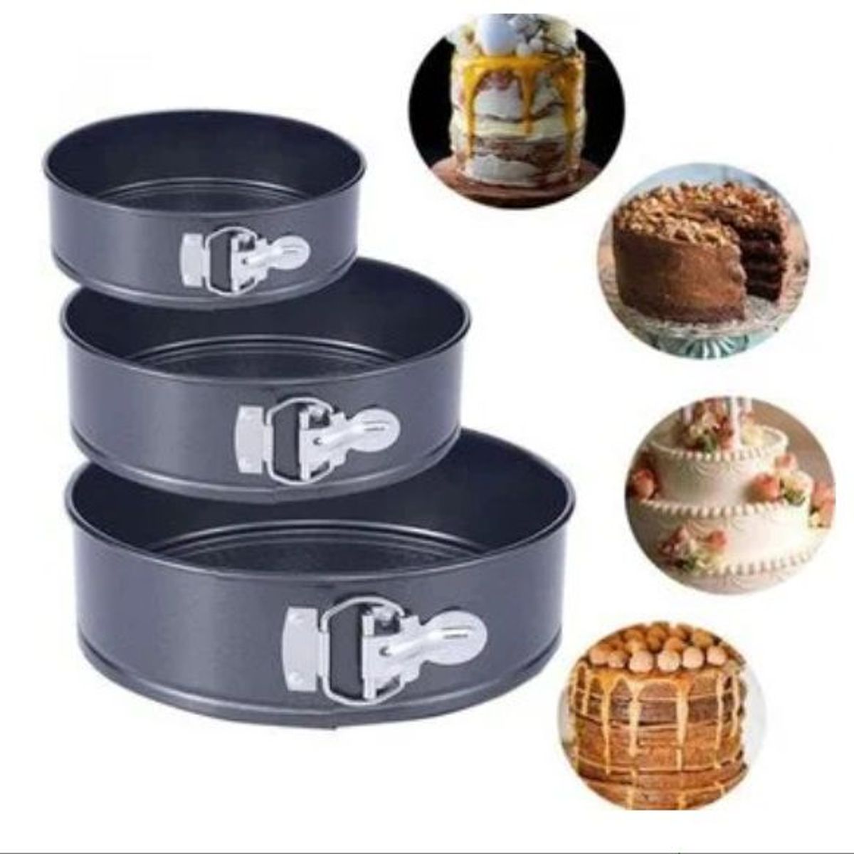 OEM - Set de 3 moldes de repostería moldes para keke antiadherente de 3 pcs