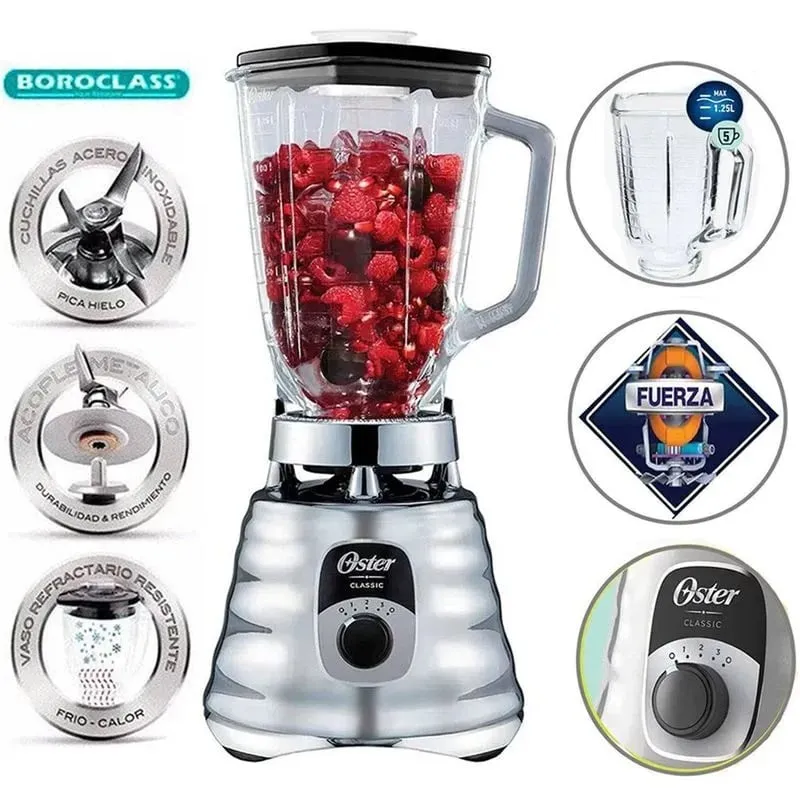 OSTER - Licuadora Clásica Oster de 3 velocidades 1.25L BLST4655 Cromado