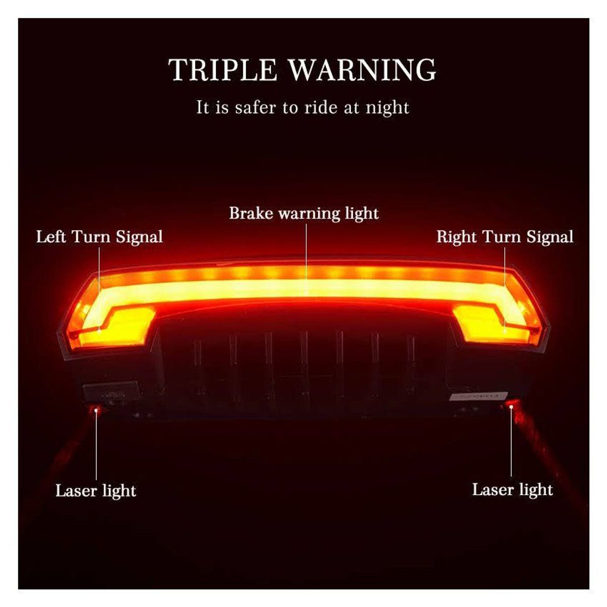 ROCKBROS - Luz trasera para bicicleta con laser y control remoto