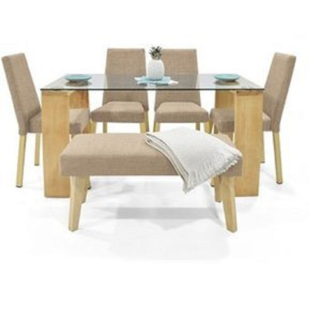 MOBILIARI - Mobiliari Juego De Comedor 4 Sillas + Banqueta Arazzo Ii Beige.