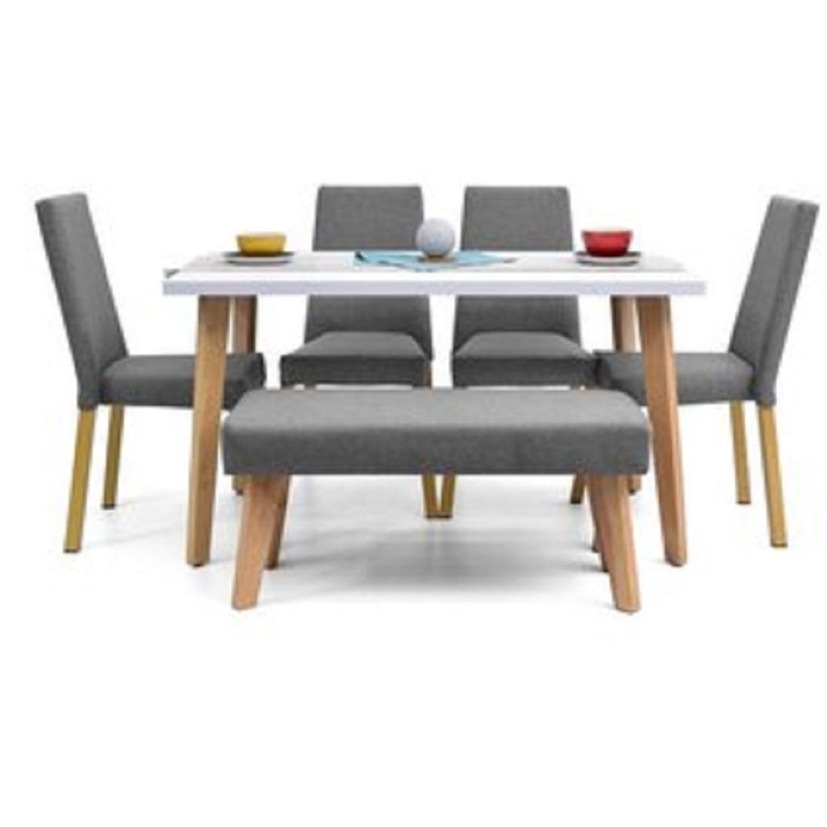 MOBILIARI - Mobiliari Juego De Comedor 4 Sillas + Banqueta Amelia Negro.