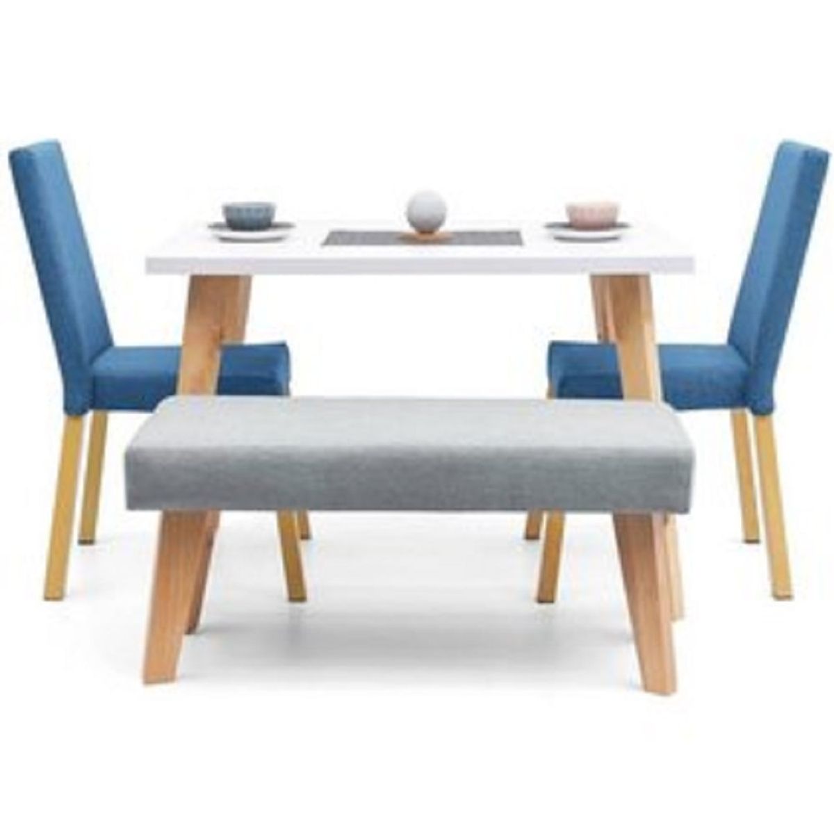 MOBILIARI - Mobiliari Juego De Comedor 2 Sillas + Banqueta Lucia Azul