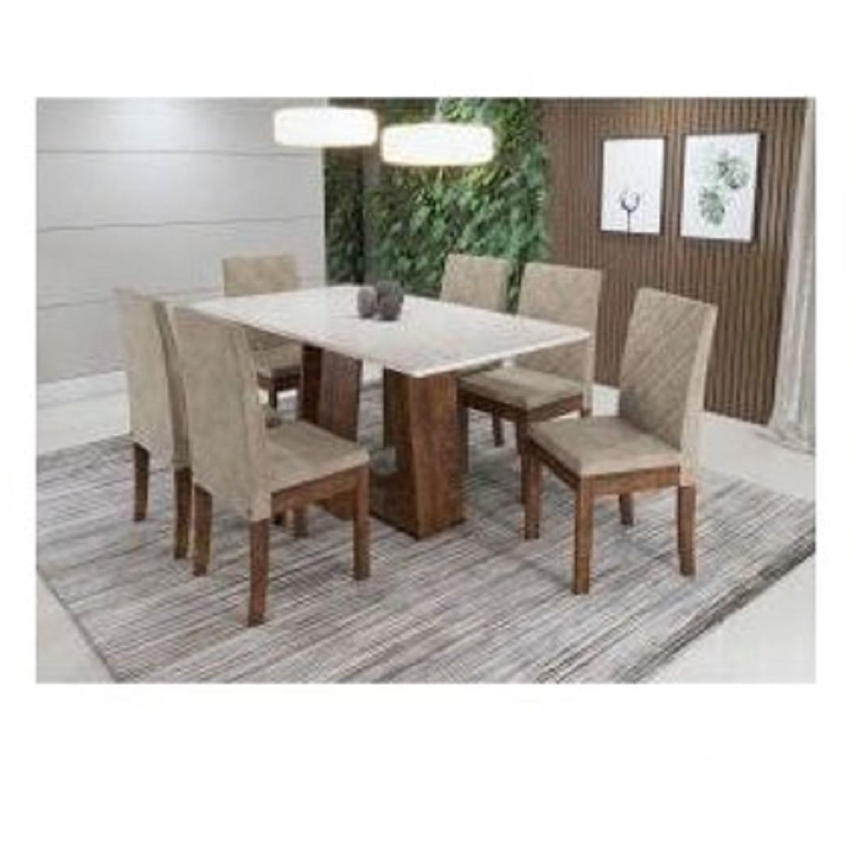 MOBILIARI - Mobiliari Juego De Comedor 6 Sillas Ever Beige