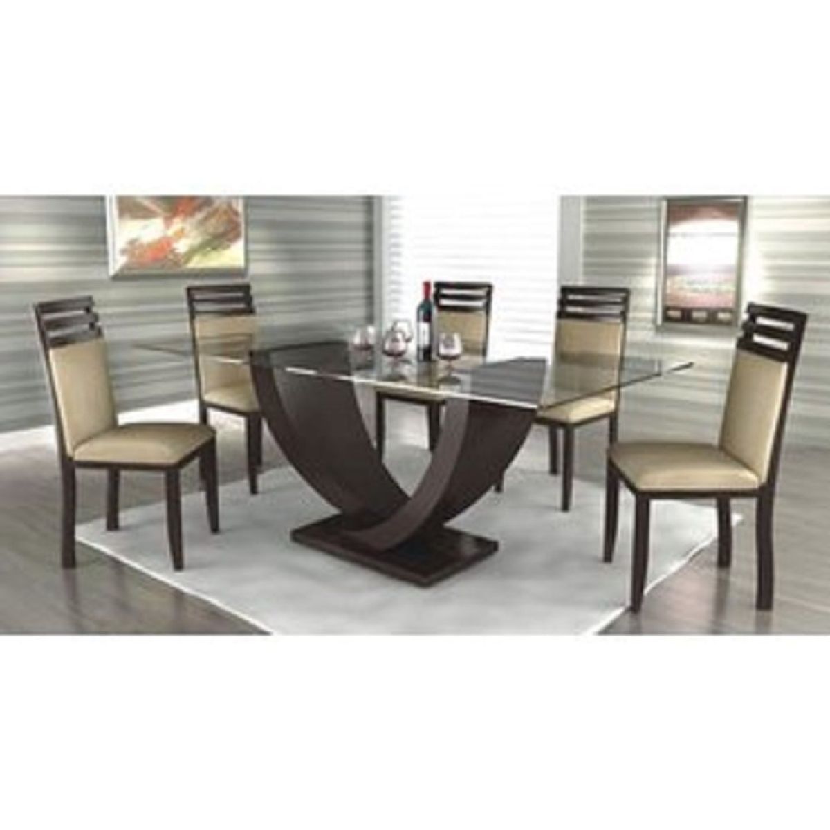 MOBILIARI - Mobiliari Juego De Comedor 6 Sillas Ortiz Beige