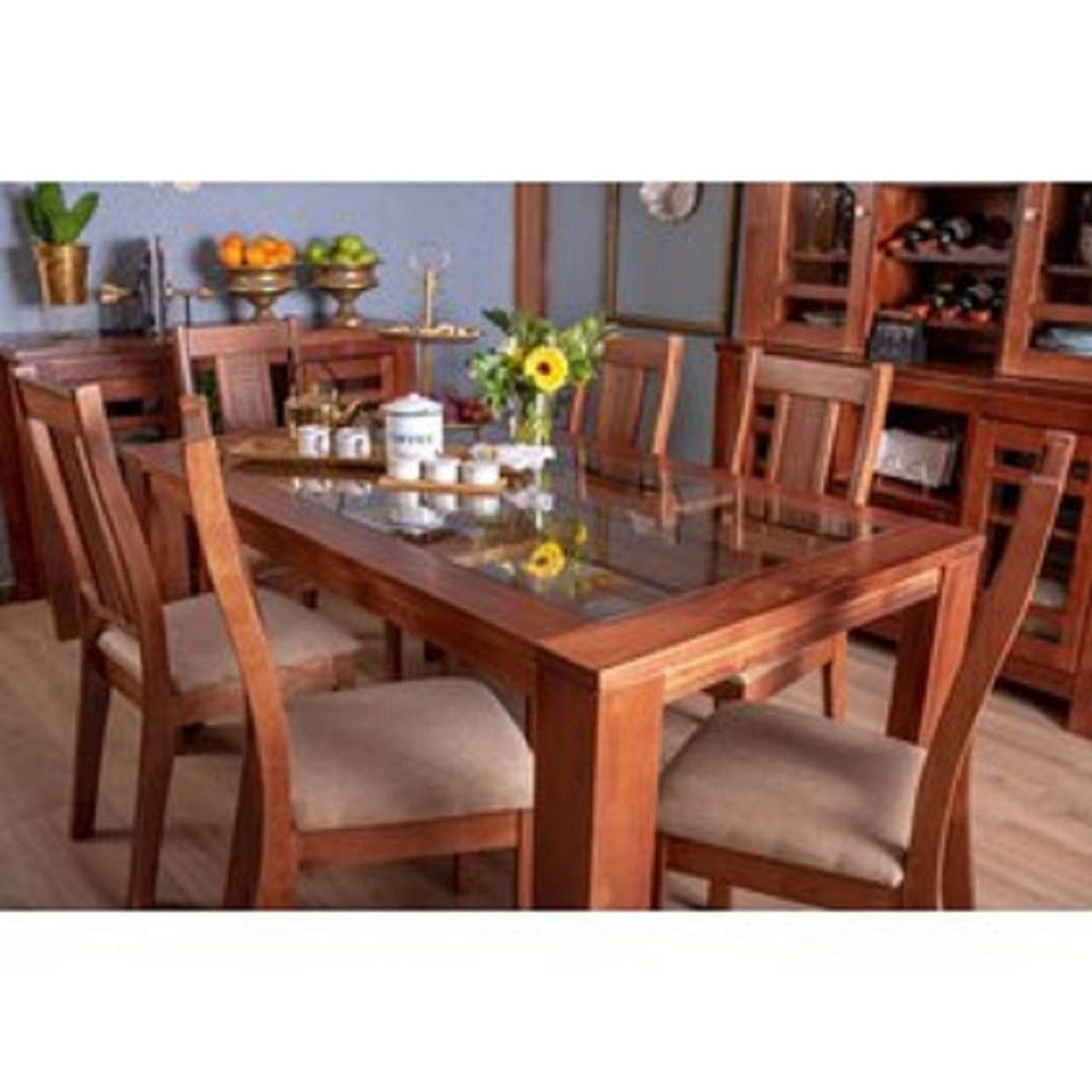 MOBILIARI - Mobiliari Juego De Comedor 6 Sillas Evel Nogal Claro