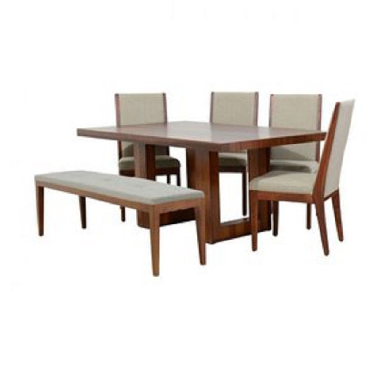 MOBILIARI - Mobiliari Juego De Comedor 4 Sillas + Banqueta Halsey Beige.
