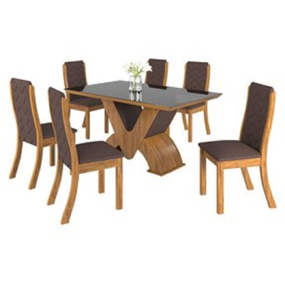 MOBILIARI - Mobiliari Juego De Comedor 6 Sillas Lisa Marron